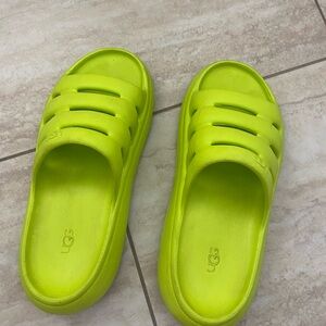 UGG Neon Yellow Slide Sandals